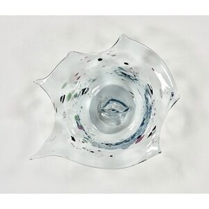 Vintage Murano Style Hand Blown Art Glass Multicolor Confetti Millefiori Bowl